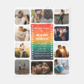 レトロな夕日写真の夫婦30周年記念 フリースブランケット (正面)