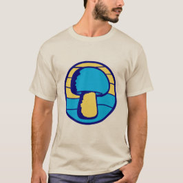 レトロな夕焼けのキノコのシルエット クラシカルな自然の風景 Tシャツ
