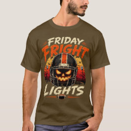 レトロな夕焼けのハロウィーン フットボール デザイン Tシャツ