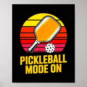 レトロな夕焼けのピックルボールパドルにピックルボールモード ポスター