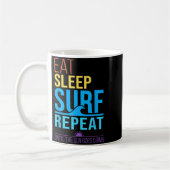 レトロな夕焼け色のサーフィン Eat sleep surf repeat コーヒーマグカップ (左)