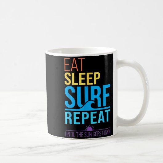 レトロな夕焼け色のサーフィン Eat sleep surf repeat コーヒーマグカップ (右)