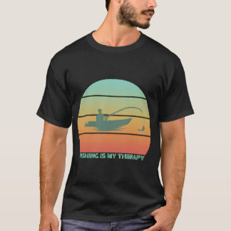 レトロな夕焼け フィッシングは私の癒し Tシャツ
