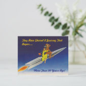 レトロな夜のロケット船に乗るカップルへの招待 招待状 (スタンド正面)