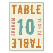 レトロな大胆な明るいタイポグラフィー テーブル ナンバー カード (正面)