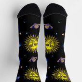 レトロな天体アート  太陽 月 星 惑星 彗星 ソックス (上部)