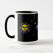 レトロな天体アート 太陽 月 星 惑星 彗星 マグカップ (左)