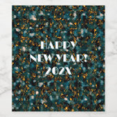 レトロな天体コンフェティの抽象的な新年のデザイン ワインラベル (シングルラベル)