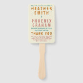 レトロな太字タイポグラフィーと明るい写真の結婚式 ハンドファン (正面)