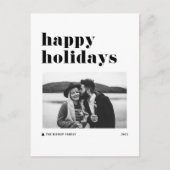 レトロな太字タイポグラフィーの写真で楽しいホリデー シーズンポストカード (正面)
