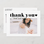 レトロな太字タイポグラフィー卒業感謝 黒 ポストカード (正面/裏面)