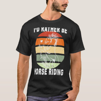 レトロな太陽のスタイル 馬術ライダー 馬 Tシャツ