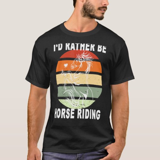 レトロな太陽のスタイル 馬術ライダー 馬 Tシャツ (正面)