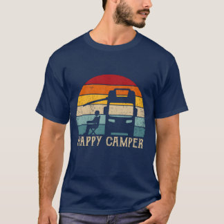 レトロな太陽のマークがかわいいキャンパー向けRVキャンプのアイデア メンズ レディース Tシャツ