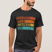 レトロな夫 パパ 守護者 ヒーロー 父の日 Tシャツ (正面)