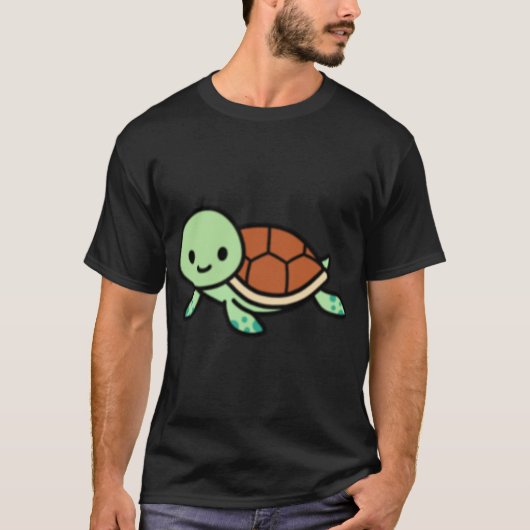 レトロな女の子のウミガメ友達 Tシャツ (正面)