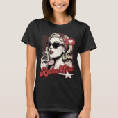 レトロな女子ポップアートシンガー Tシャツ (正面)