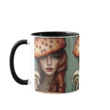レトロな女性のトリッピーマッシュルーム ラブ コーヒー ティー カップ