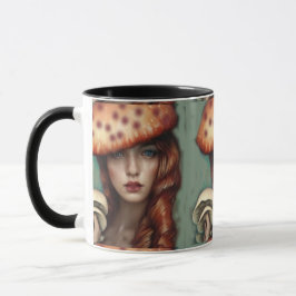 レトロな女性のトリッピーマッシュルーム ラブ コーヒー ティー カップ