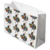 レトロな女性の誕生日ギフトをカスタマイズ ラージペーパーバッグ (裏面アングル)