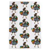 レトロな女性の誕生日ギフト ミディアムペーパーバッグ (裏面)