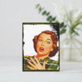 レトロな女性の驚いた表情 ポストカード (スタンド正面)