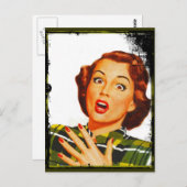 レトロな女性の驚いた表情 ポストカード (正面/裏面)