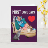 レトロな女性（主婦）ねこ ネコ ブランク 内部 カード (黄色い花)