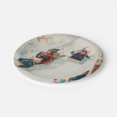 レトロな子供たちのスキー場での冬のクリスマスパーティ ペーパープレート (アングル)