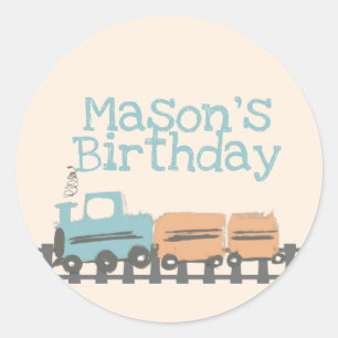 レトロな子供の列車 初めての誕生日パーティー ラウンドシール