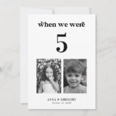 レトロな子供時代の写真 5x7 ウェディングテーブルナンバーカード 招待状 (正面)