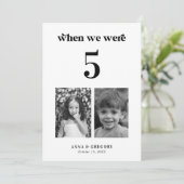 レトロな子供時代の写真 5x7 ウェディングテーブルナンバーカード 招待状 (スタンド正面)