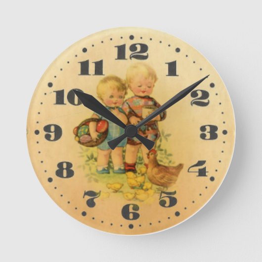 レトロな子供時代 ラウンド壁時計 (正面)