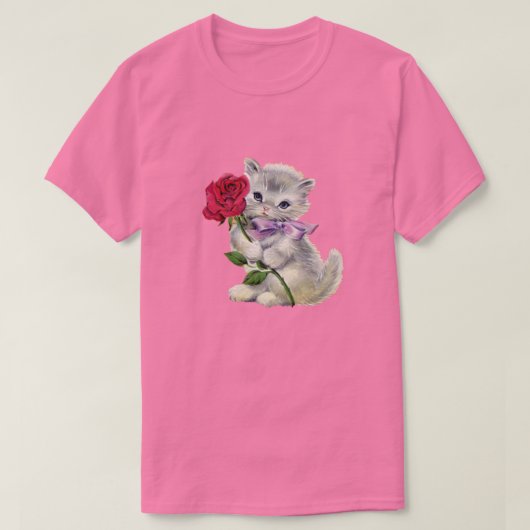 レトロな子猫 Tシャツ (デザイン正面)