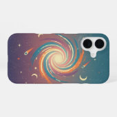 レトロな宇宙雲のイラスト iPhone 16ケース (裏面横)