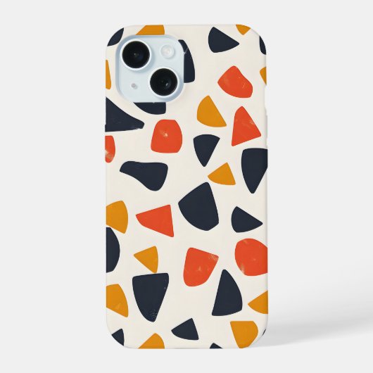 レトロな小石モザイク iPhone 15ケース (裏面)