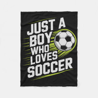 レトロな少年サッカー好き ゴールキーパー フリースブランケット