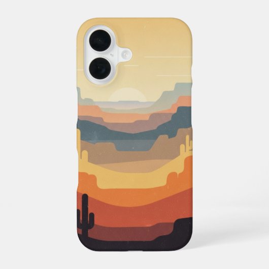 レトロな層状のキャニオン iPhone 16ケース (裏面)
