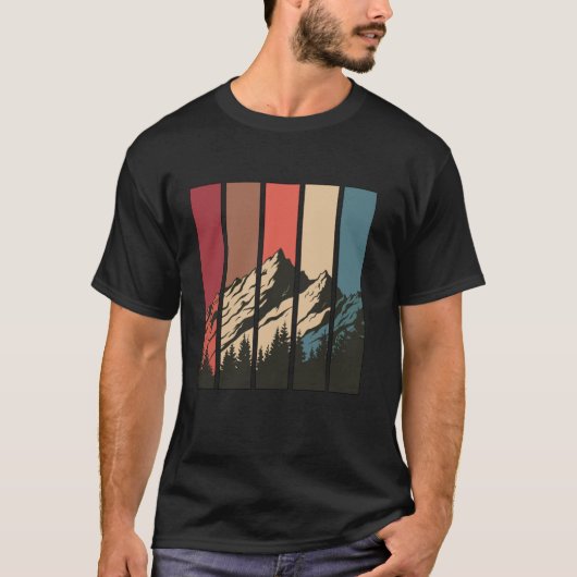 レトロな山と森のシルエット Tシャツ (正面)