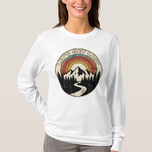 レトロな山の冒険アウトドア Tシャツ (正面)