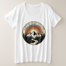 レトロな山の冒険 アウトドア派のためのデザイン プラスサイズTシャツ