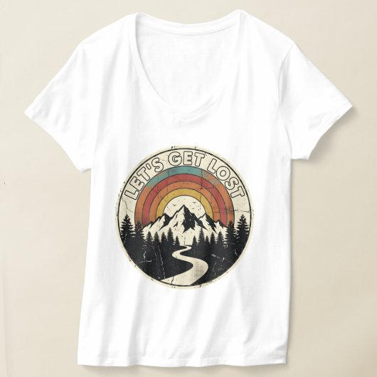 レトロな山の冒険 アウトドア Tシャツ (レイダウン)