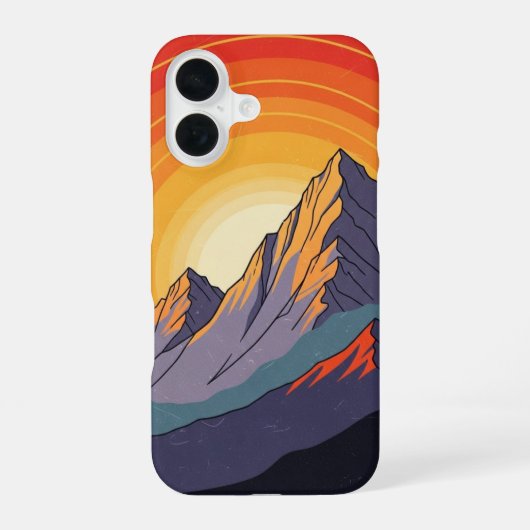 レトロな山の夕焼け iPhone 16ケース (裏面)