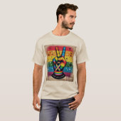 レトロな平和のサインがいじめ反対のTシャツ Tシャツ (正面フル)