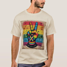 レトロな平和のサインがいじめ反対のTシャツ