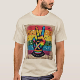 レトロな平和のサインがいじめ反対のTシャツ Tシャツ