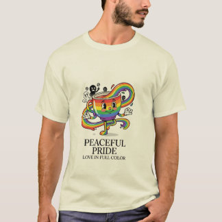 レトロな平和 プライド レインボー コーヒーカップ Tシャツ