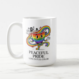 レトロな平和 プライド レインボー コーヒーカップ Tシャツ