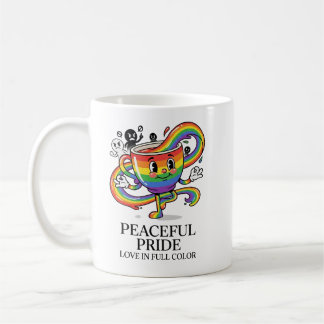 レトロな平和 プライド レインボー コーヒーカップ Tシャツ