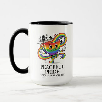 レトロな平和 プライド レインボー コーヒーカップ Tシャツ